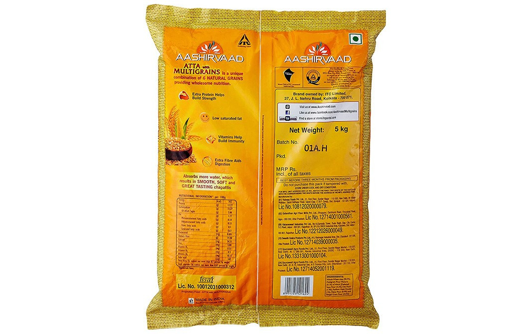 Aashirvaad Atta With Multigrains    Pack  5 kilogram